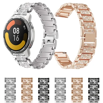 Женский Металлический ремешок с бриллиантами для Xiaomi Watch Color 2 ремешка для Xiaomi Mi Watch Color 22 мм браслет Gear Band Ремень Браслет на запястье 0