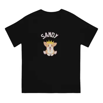 Мужская футболка Sandy the Queen's Corgi, хлопковые футболки для отдыха, футболки с коротким рукавом The Queen's Corgi, топы с круглым вырезом, летние