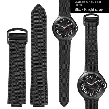 Ремешок для часов Cartier Blue Balloon серии Black Knight, нейлоновый ремешок для часов с выпуклой поверхностью, холщовый ремешок для часов 20-12 мм 0