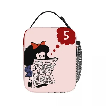 Изолированные сумки для ланча в стиле аниме Mafalda, герметичные сумки для пикника, термоохладитель, ланч-бокс, сумка для ланча для женщин, работы, детей, школы