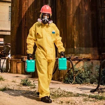 Цельная одежда химической защиты, Рабочий комбинезон, защита от опасных химических веществ, устойчивая к серной кислоте и щелочи