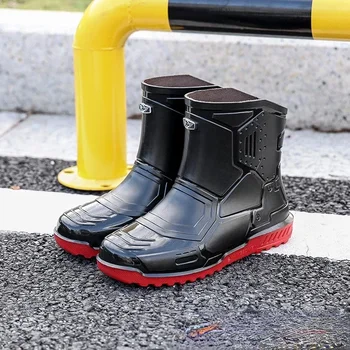 2023 Мужские непромокаемые ботинки на платформе, новая модная нескользящая водонепроницаемая мужская обувь, непромокаемые ботинки средней длины, рыболовные ботинки Botines