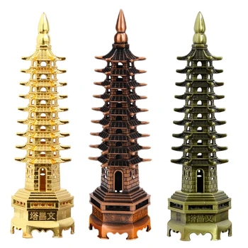 Фэн-шуй, 9-уровневая 3D-модель из сплава, китайская пагода Вэньчан, башня, Статуя, Сувенир, украшение для дома, Металлическая поделка