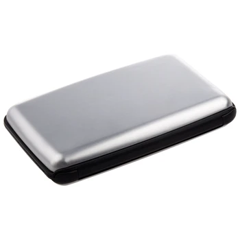 2 алюминиевых футляра, держатель для кредитных карт, металлический кошелек, один размер, серебристый