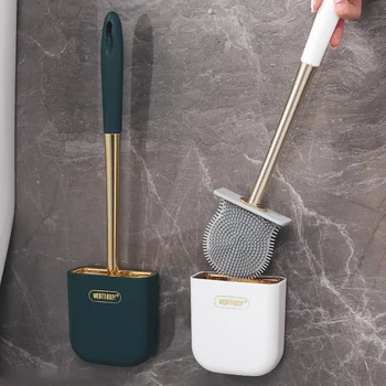 Настенный силиконовый Ершик для унитаза Щетка для чистки с держателем Набор Чистящих средств для домашнего туалета Аксессуары для ванной комнаты Инструменты 0
